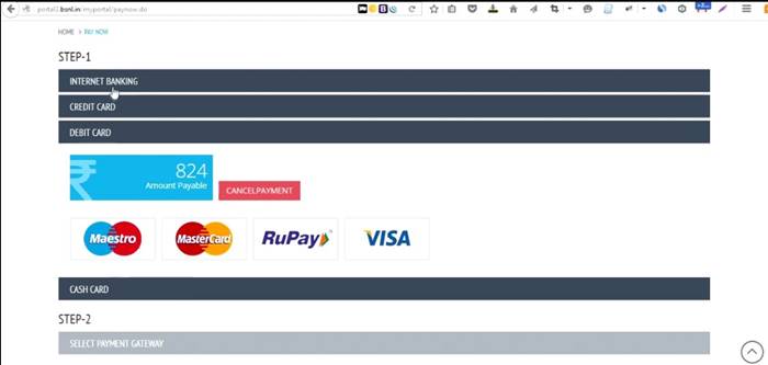BSNL Bill Payment Online-select-payment-method