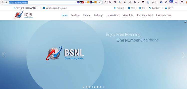 BSNL Online portal