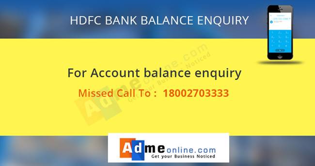 HDFC-bank-Balance enquiry missed-call Toll Free Number