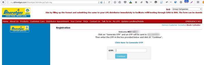 Ebharat Gas Portal Registration