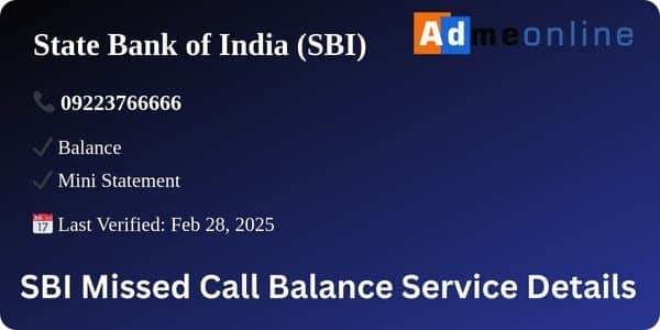 SBi Missed Call Balance checking Number