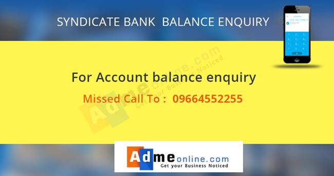 Syndicate Bank Balance Enquiry Number