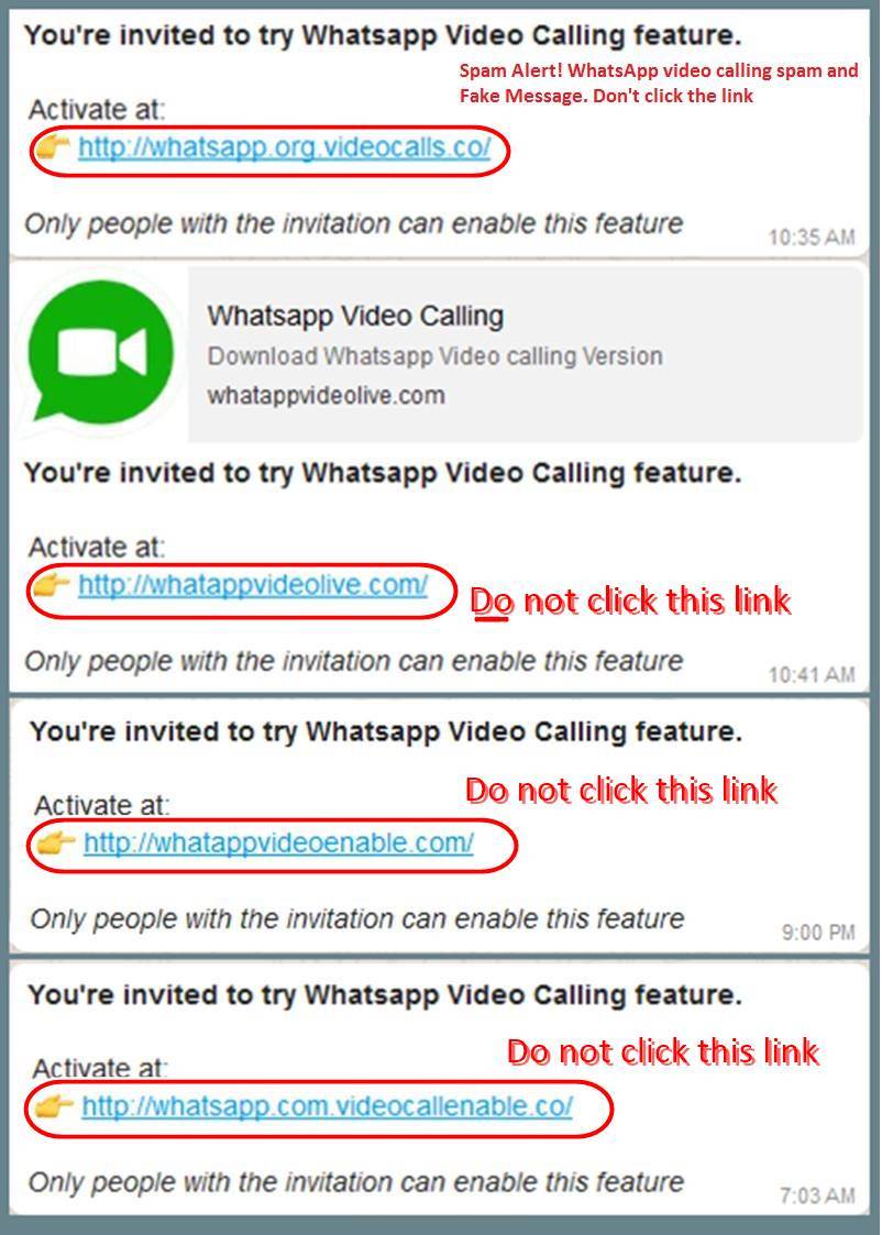 Whats App Video Calling Spam Message