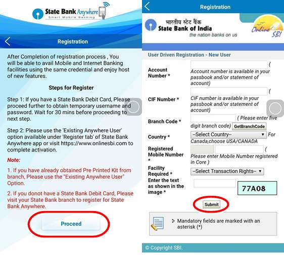 New User Registration-Statebank Anywhere APP--