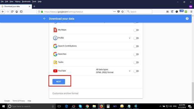 Click on Next Gmail Backup