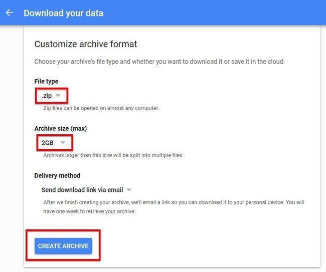 Customize archive file format