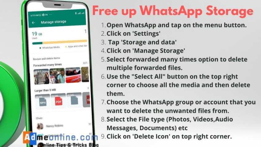 Steps to Free up WhatsApp Storage