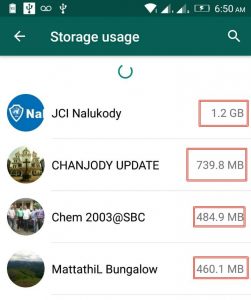 WhatsApp Calculate Storage Usage of all accounts