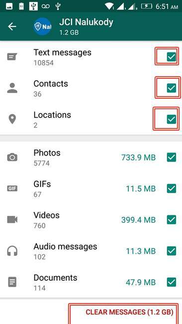 WhatsApp Clear Messages - Remove selection