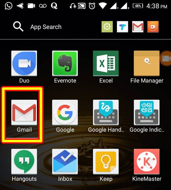 Gmail App on Andoid Mobile