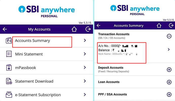 SBI Anywhere App Balance checking