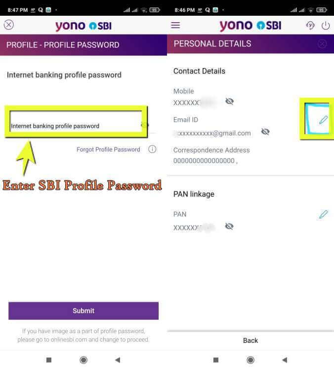 update email id in yono sbi