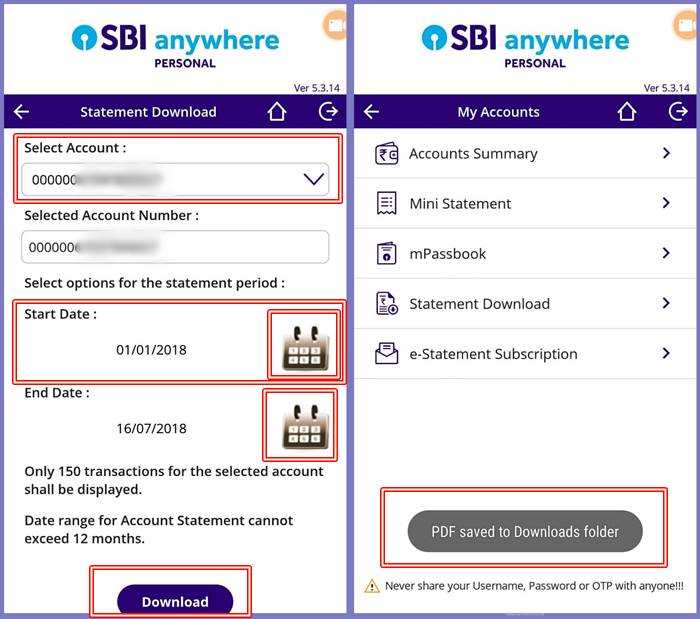 how to check sbi loan account statement