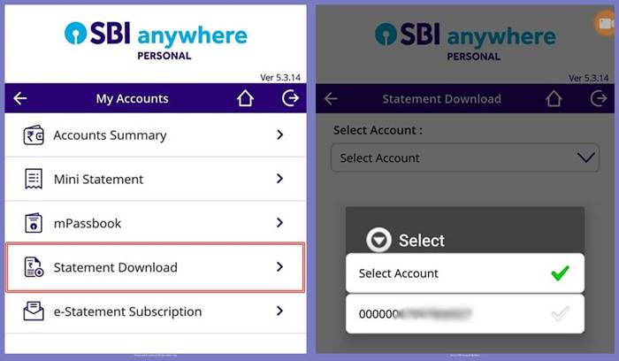 Select SBI Account Number
