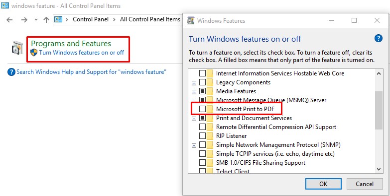 Turn-windows-features-on-or-off-Microsoft-print-to-pdf