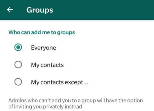 WhatsApp group settings