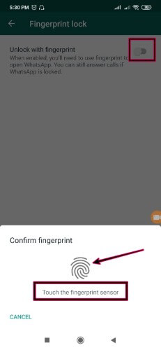 Enable Finger Print WhatsApp