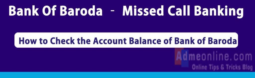 Bank of Baroda Balance check Number