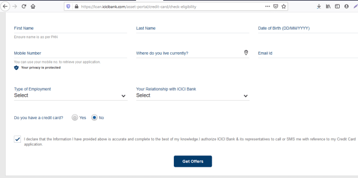 icici credit card apply online