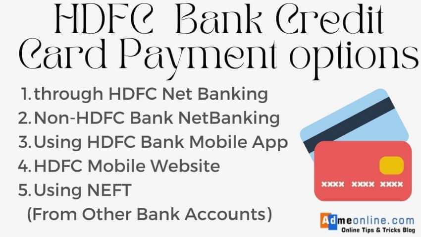 How to pay Credit Card bill HDFC