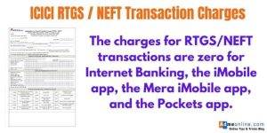  ICICI Bank NEFT RTGS Transaction Charges - Online Mode