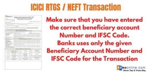 Fill ICICI Bank RTGS/NEFT Form