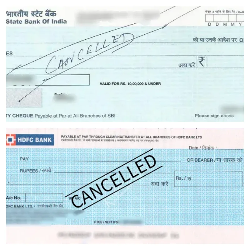 What is a cancelled Cheque Example of Cancelled Cheque