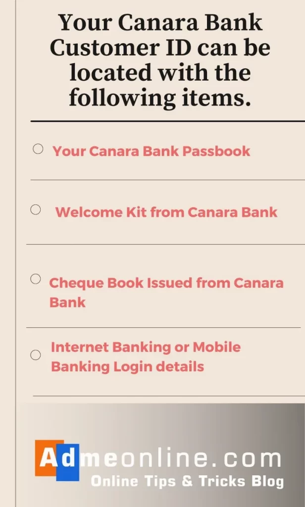 how to know canara bank customer id