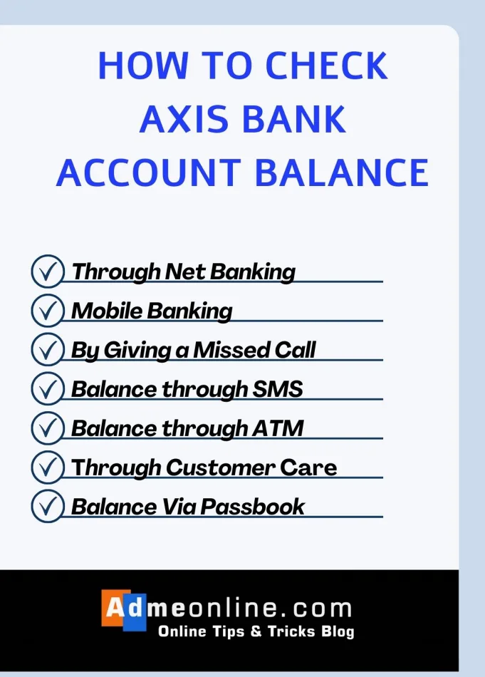 axis bank balance checking options
