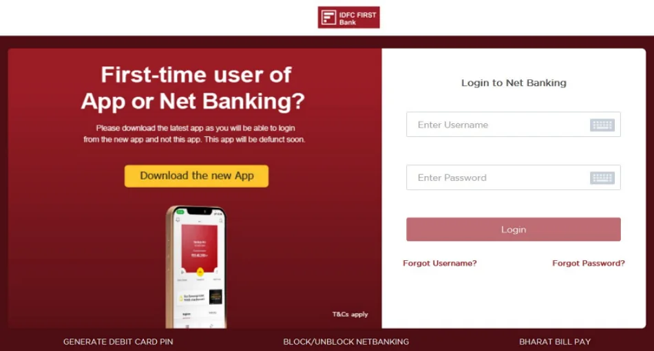 IDFC First Bank Balance check through Internet Banking