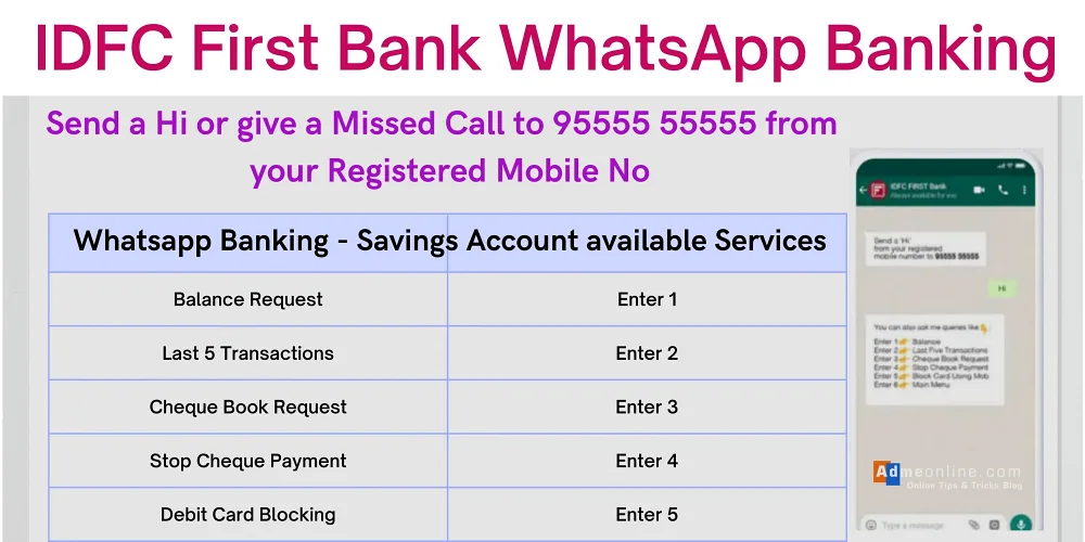IDFC First Bank WhatsApp Banking