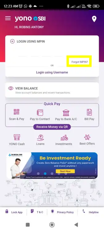 How to change YONO SBI MPIN number